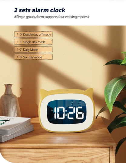 Music LED Digital Alarm Clock – Voice Control Night Light with 1200mAh Battery for Home Desk Decor