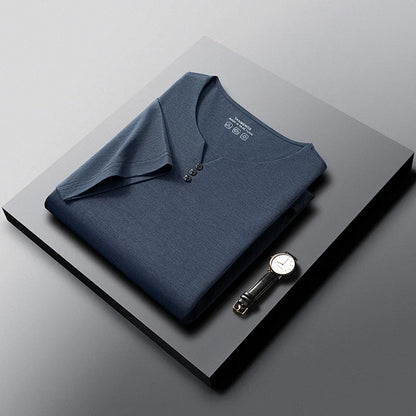 Men's Henley Neck T-Shirt - Short Sleeve Casual Summer Top