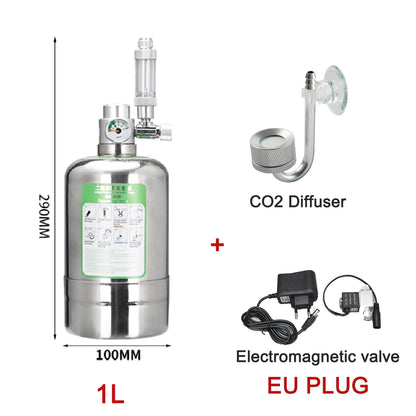 Stainless Steel Aquarium CO2 Generator Kit – Carbon Dioxide Reactor System for Planted Fish Tank Growth & Maintenance