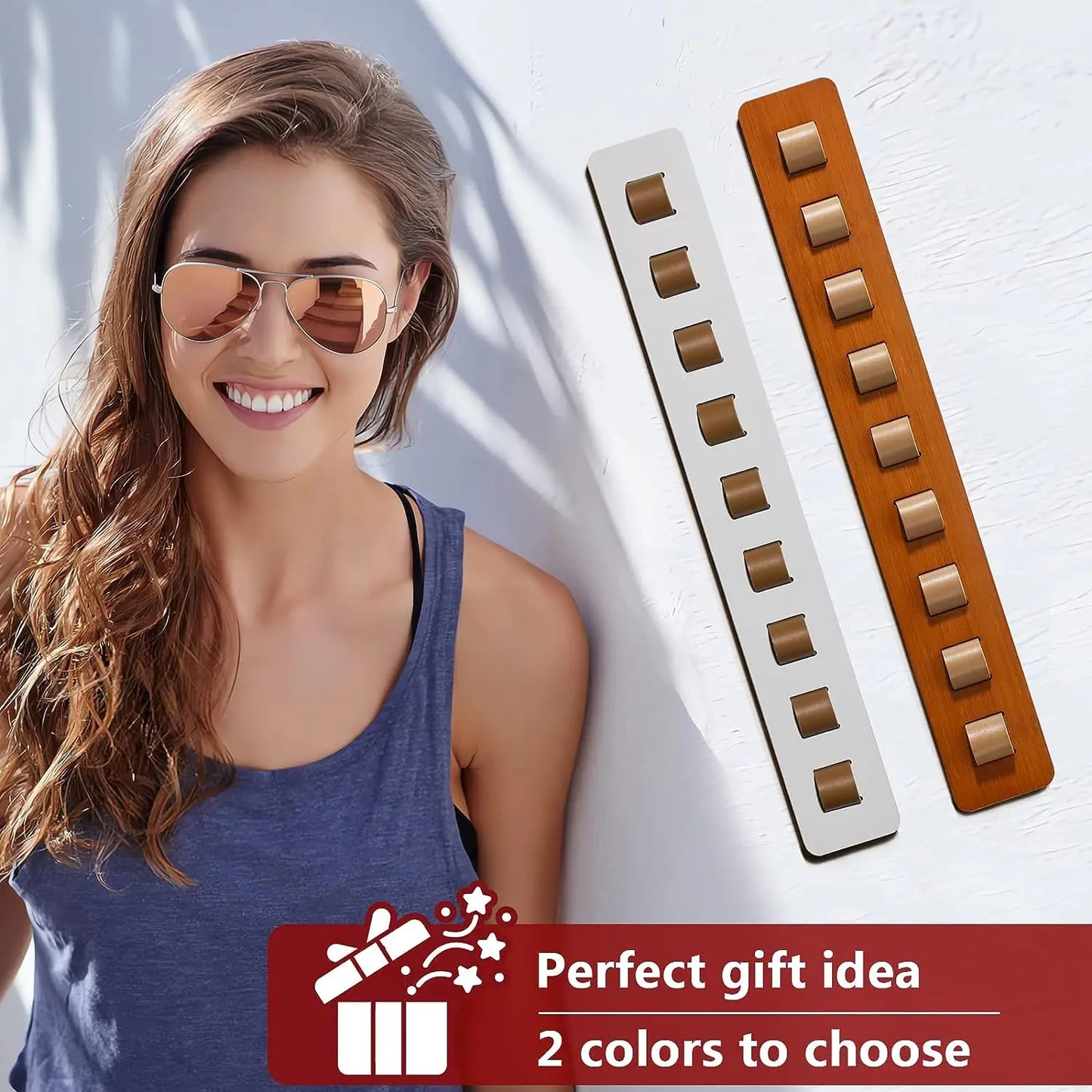 Bamboo Wood Sunglass Organizer for Wall - Eyeglass Hanging Holder and Sunglasses Storage Solution