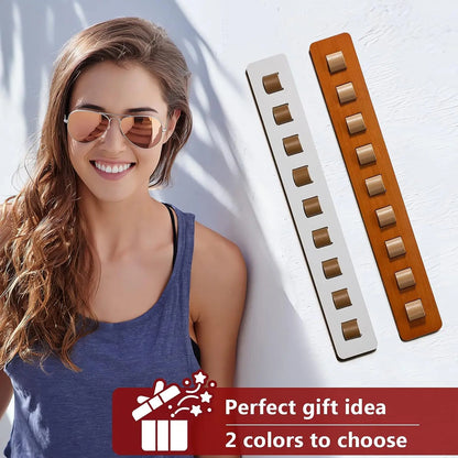 Bamboo Wood Sunglass Organizer for Wall - Eyeglass Hanging Holder and Sunglasses Storage Solution