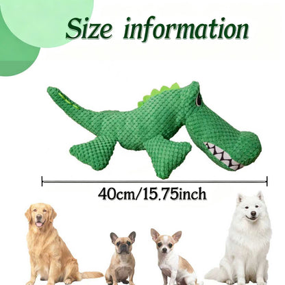 Durable Dinosaur Plush Pet Toy - Squeaky Interactive Chew Toy for Cats and Dogs, Double-Layer Fabric Design