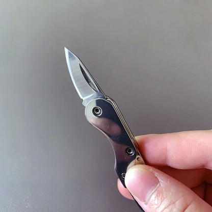 Stainless Steel Mini Folding Knife - Portable Outdoor Camping Pocket Tool, Keychain EDC Multitool with Buckle