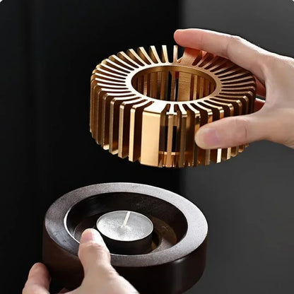 Gold Hollow Aluminum Alloy Teapot Warmer – Candle Base Heater for Coffee, Tea, and Milk Pots