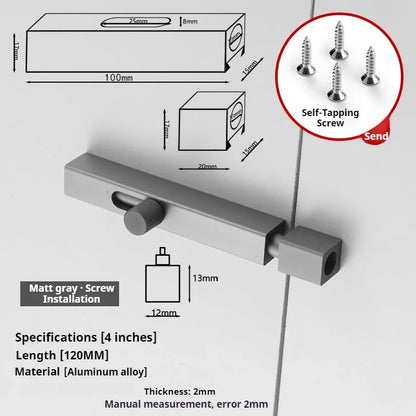 4-Inch Aluminum Alloy Door Lock – Barrel Bolt Latch Padlock Clasp Set for Doors & Windows (Brushed Finish)