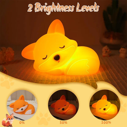 Fox Silicone Night Light – Squishy Touch Lamp, Rechargeable, Dimmable Timer Bedside Lamp, Novelty Gift for Breastfeeding