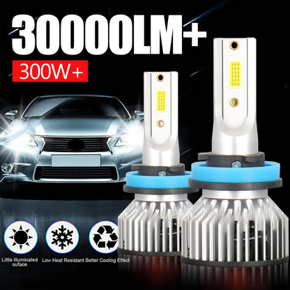 30000LM LED Headlight Bulbs - H4 H7 H11 HB3 HB4 9005 9006 9004 9007 300W 6000K Car Fog Lamp Kit