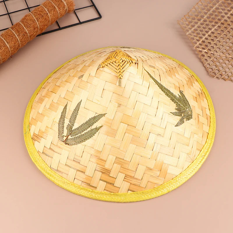 Chinese Retro Bamboo Rattan Fisherman Hat – Handmade Straw Bucket Hat for Fishing, Sun Protection, Tourism, and Dance Props