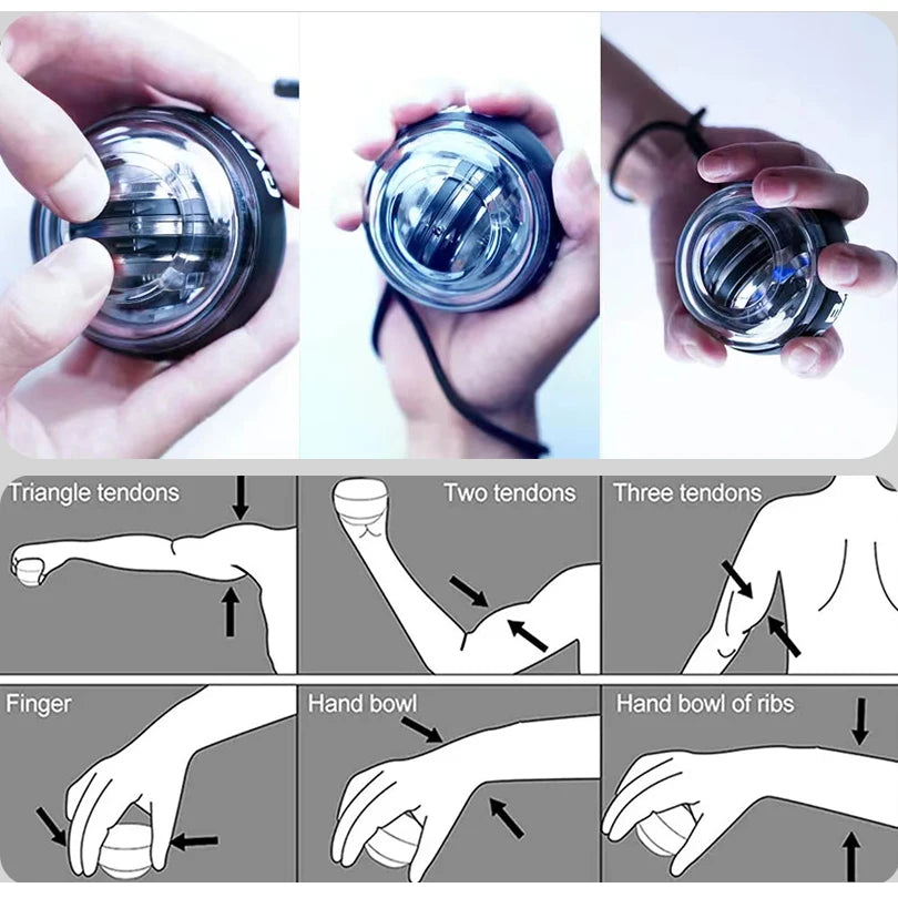Gyroball Powerball Forearm Exerciser — Gyroscope Muscle Trainer for Wrist & Hand Fitness