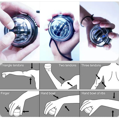 Gyroball Powerball Forearm Exerciser — Gyroscope Muscle Trainer for Wrist & Hand Fitness