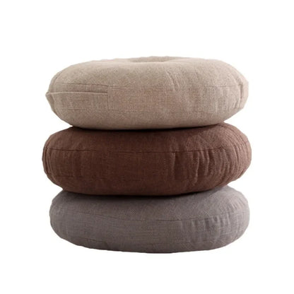 40cm Linen Seat Cushion – Soft Cotton Filled Thickened Circular Pillow for Sofa, Balcony, Office Chair & Car Seat
