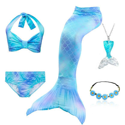 Kids Mermaid Tail Swim Costume - Girls Mermaid Swimsuit for Swimming, Cosplay & Birthday Party Dress Up