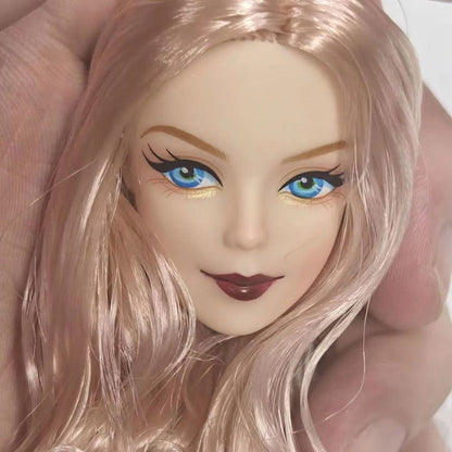 30cm Lady Doll Head – Big Wavy Curly Hair, 1/6 Dress-Up Accessory for Girls DIY Toys