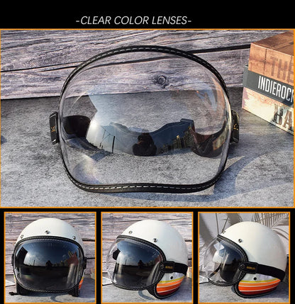 Universal Motorcycle Helmet Sun Visor – Anti-UV Windproof Bubble Lens for Open Face 3/4 Helmets