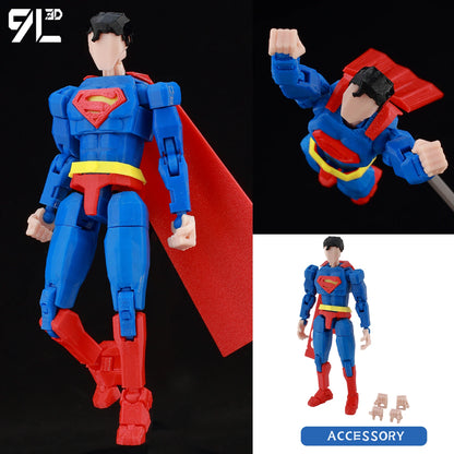 9L3D Superman & Batman Action Figures – Multi-Jointed Poseable LUCKY13 Titan13 Collectible Hero Toys