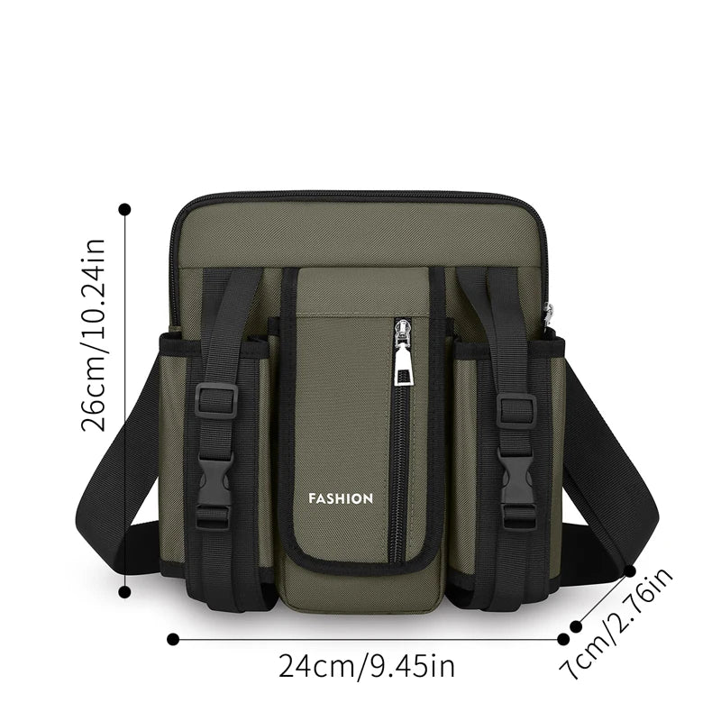 Men’s Oxford Crossbody Messenger Bag – Stylish Fashion Shoulder Bag with Bottle Pocket for Travel & Daily Use