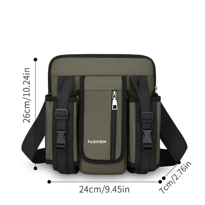 Men’s Oxford Crossbody Messenger Bag – Stylish Fashion Shoulder Bag with Bottle Pocket for Travel & Daily Use