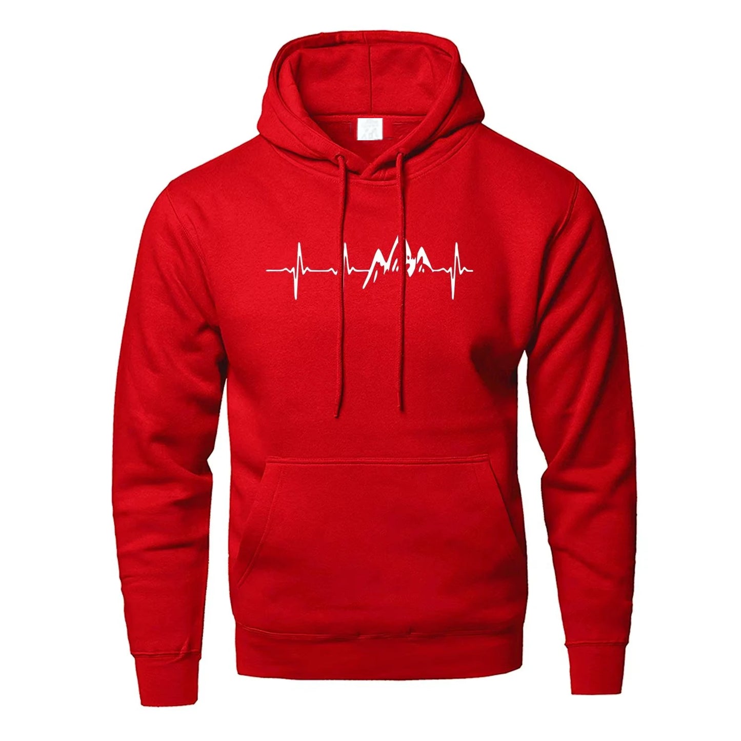 Mountain Heartbeat Hoodie – Teen Sweatshirt, Autumn Long Sleeve Hooded Sportswear in Black & Gray