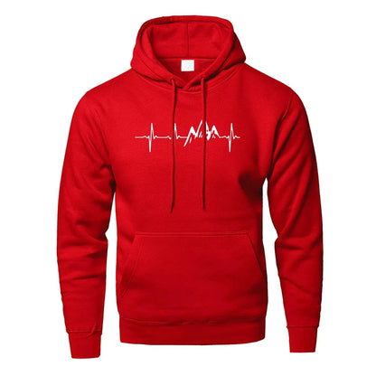 Mountain Heartbeat Hoodie – Teen Sweatshirt, Autumn Long Sleeve Hooded Sportswear in Black & Gray