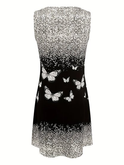 Women’s Sleeveless O-Neck Tank Dress – Sparkling Y2K Summer Casual Oversized Dress for Vacation & Travel
