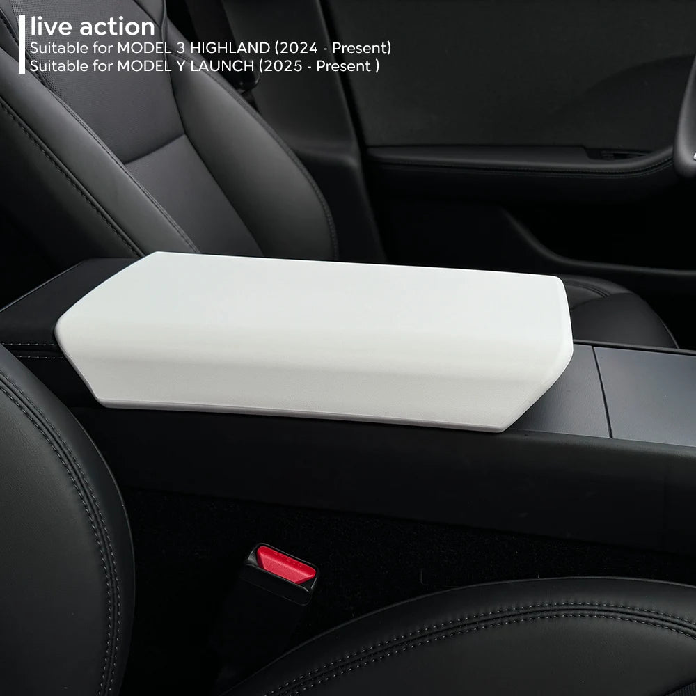 Tesla Model Y 2025 & Model 3 Highland 2024 TPE Soft Case — Center Console Armrest Lid Cover, Interior Accessories