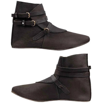 Retro Viking Pirate Leather Boots - Medieval Pointed Knight Cosplay Shoes for Men