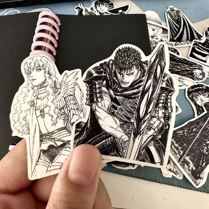 53pcs Berserk Guts Anime Stickers – Black & White Waterproof Laptop, Diary & Luggage Decals