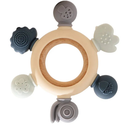 Baby Silicone Teether Toy - BPA Free Dental Chew Ring Bracelet for Infant Teething Relief and Kids Gift