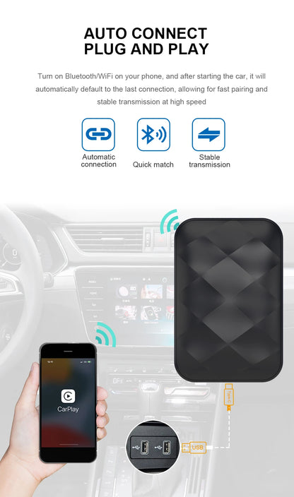 Acodo 2025 Android 14 CarPlay AI Box – 3-in-1 Wireless Android Auto USB Adapter & Universal TV Box for YouTube & Netflix Plug and Play