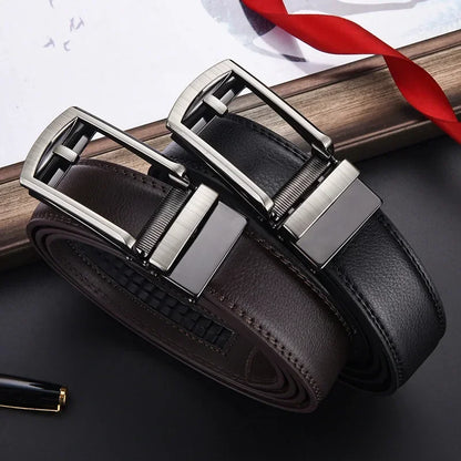Men’s Luxury Click Belt – Genuine Leather Automatic Alloy Buckle for Business & Jeans