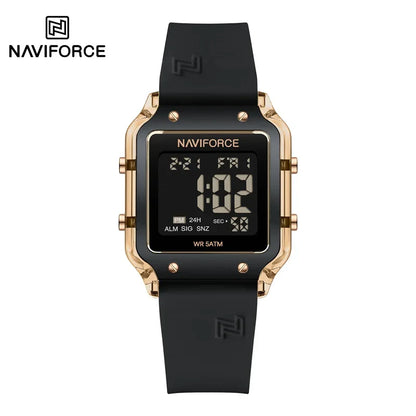 NAVIFORCE Women's Digital Sports Watch - Waterproof Silicone Strap with Time, Date & Week Display