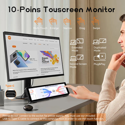 8.8-Inch Secondary LCD Touch Screen - 1920×480 Long Display with Built-In Stand for AIDA64