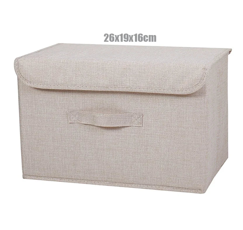 Washable Cotton Linen Folding Storage Box – CD, Toy & Laundry Organizer with Lid