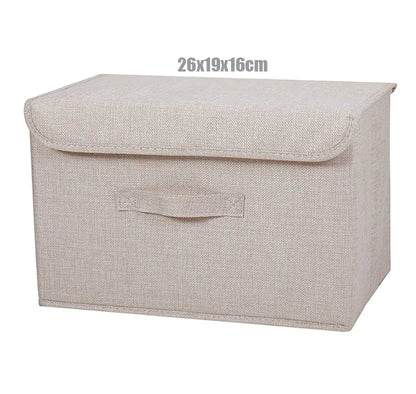 Washable Cotton Linen Folding Storage Box – CD, Toy & Laundry Organizer with Lid