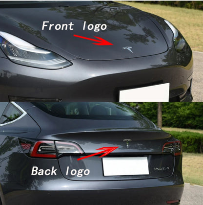 Tesla Model 3 & Y Logo Sticker – Front Hood & Rear Trunk Badge Car Accessory