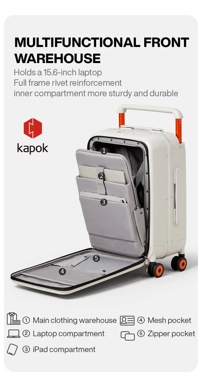 Mixi 20" Wide Handle Carry-On Suitcase — New Design Travel Trolley with Aluminum Frame, Unisex PC Luggage M9275