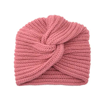 Women's Knitted Turban Hat - Bohemian Cashmere Cross Wrap Indian Wool Bonnet Cap