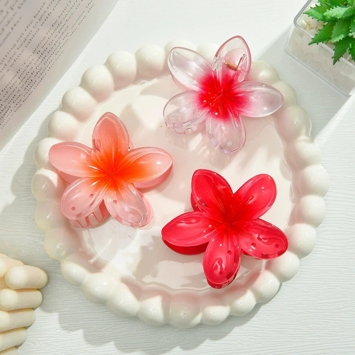 18Pcs Egg Flower Hair Clips | Gradient Candy Color Flowers, Shark Clips for Daily Ponytail Styling