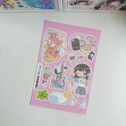 Cute Shibuya Girl Kawaii Stickers – Y2K Cartoon Scrapbook & Diary Decorative Stickers