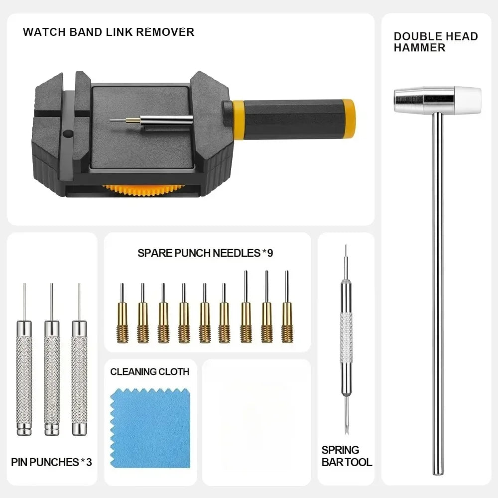 Watch Link Removal Tool Kit - Bracelet Resizing, Pin Remover & Strap Adjustment Tool for Watch Band Replacement