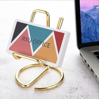 Desktop Metal Phone & Business Card Holder – Office Stand Organizer for Name Cards
