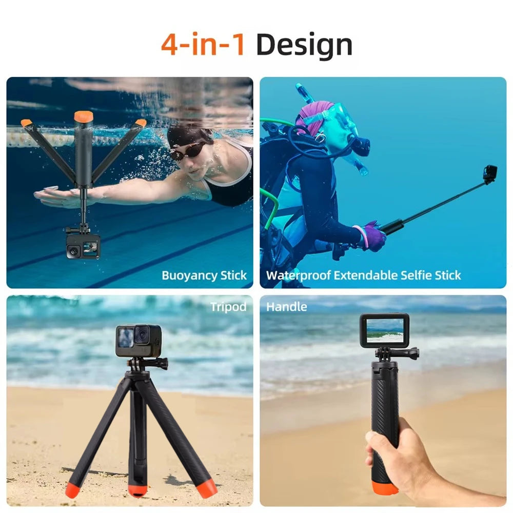 BSLIUFANG Underwater Buoyancy Pole Selfie Stick Tripod — Extendable Mount for GoPro, Insta360, DJI Osmo, and Sports Cameras