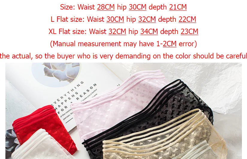 Summer Lace Underwear for Women - See-Through Briefs with Low Hollow Out Design - Pure Cotton Mid-Waist Crotch Underwear (SYTa007)