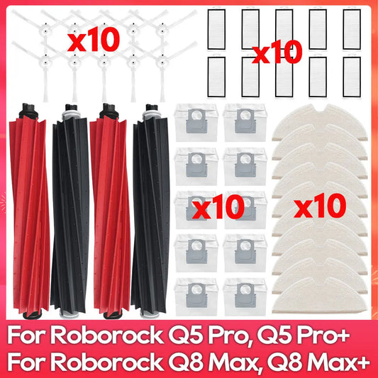 Roborock Q8 Max, Q5 Pro, Q7 Max Replacement Parts – Roller, Side Brush, Filter, Mop & Dust Bag Accessories