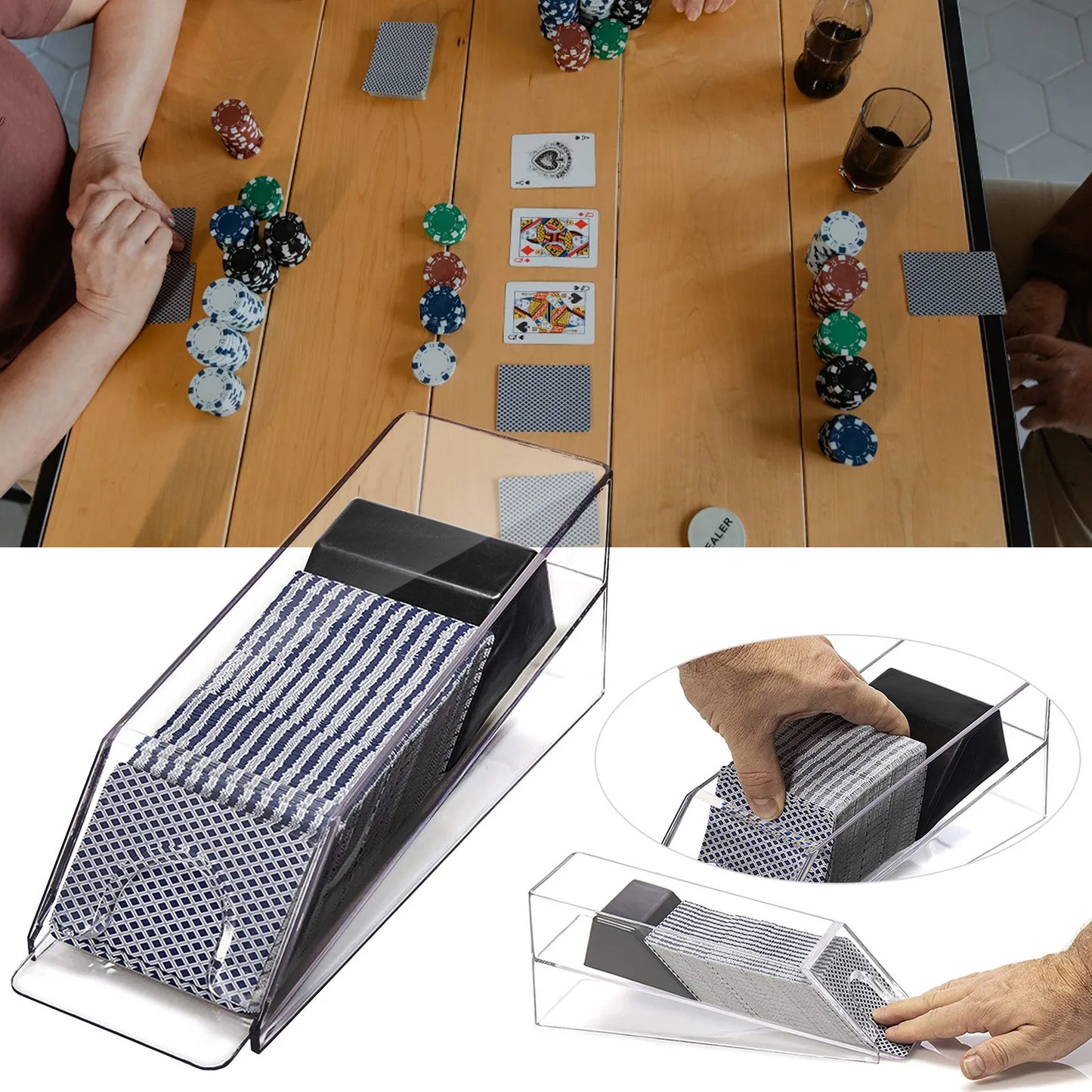 Deluxe 4-Deck Poker Shoe – Playing Card Dealing Game Accessory for Casino, Home & Garden Decor