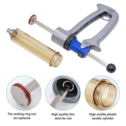 25ml/50ml Adjustable Veterinary Syringe — Semi-Automatic Continuous Vaccine Injector for Chickens, Sheep & Horses