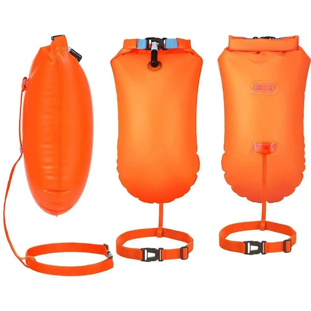 Inflatable Swimming Buoy Tow Float – Double Air Bag with Waist Belt, Dry Bag for Water Sports & Swimming Storage