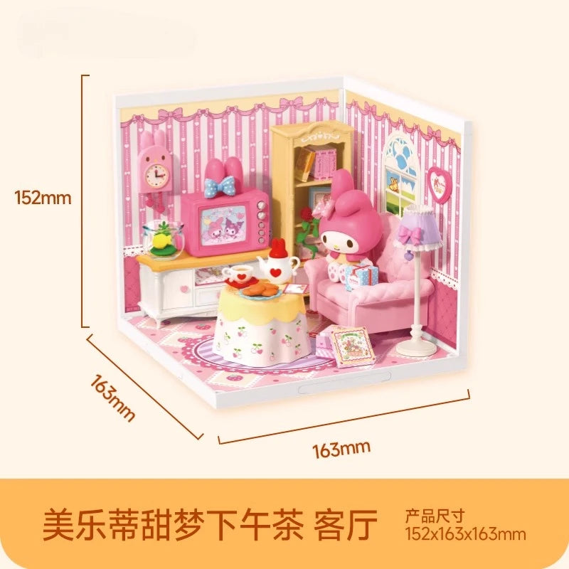 Sanrio Building Block Set Kuromi My Melody Cartoon Room Assembly Model Toy Collection Decorative Gift for Kids & Fans