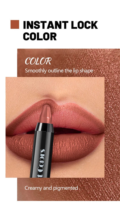 8-Color Velvet Matte Lipstick Pencil – Waterproof, Long-Lasting Sexy Red Lip Tint Non-Stick Makeup Pen