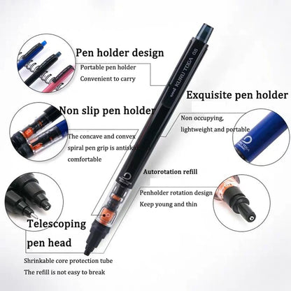 UNIStationery Automatic Mechanical Pencil — 0.5mm Anti-Slip Grip, Rotating Refillable Pen with Anti-Break Core